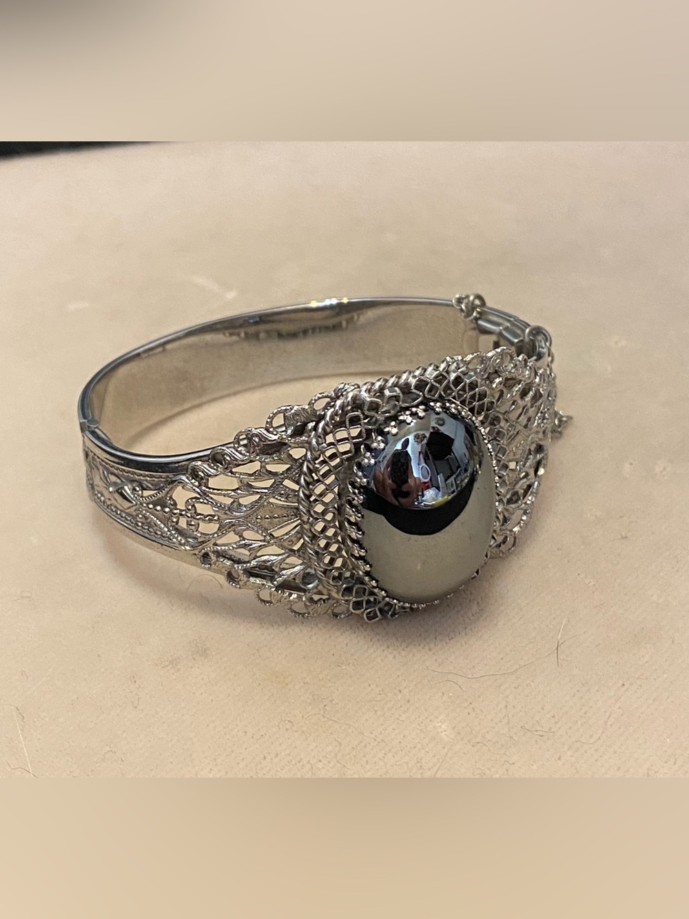 1970’s Whiting & Davis Hematite Hinged Bracelet Vintage Bracelet